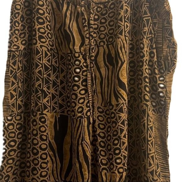 REVUE Patchwork Print Boho Palazzo Pants Women's M Brown Black - Picture 7 of 12